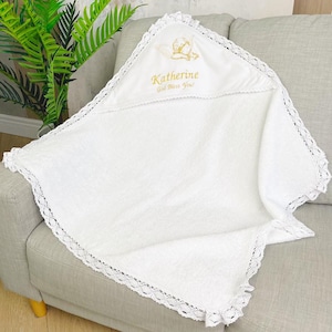 Personalized Baby Baptism Towel with Hood: Embroidered Christening Gift