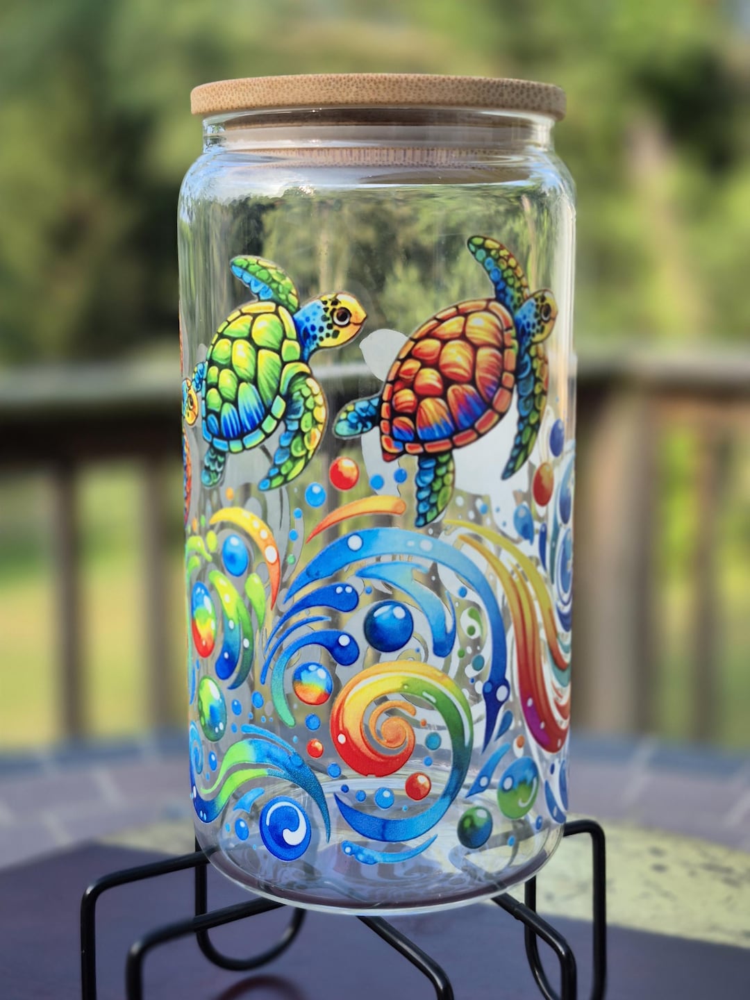 Sea Turtle Glass Can Cup 16oz, Ocean Inspired Drinkware, Beach Lover ...