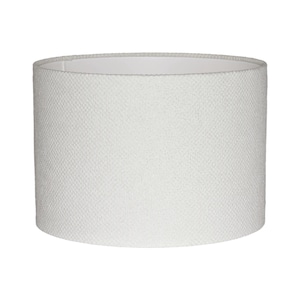 Può includere: Paralume cilindrico in tessuto bianco sporco strutturato. Il paralume ha un design semplice e pulito, adatto a vari stili di arredamento. Il colore neutro permette di completare diversi schemi di colori e ambienti.