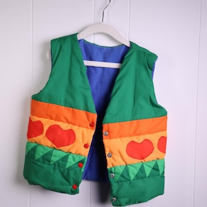 Chaleco reversible colorido para niños hecho a mano talla 6