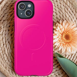 Hot Pink iPhone Case, Neon Pink Phone Case, Valentine&#39;s Gift, Tough Magnetic Phone Case, Trendy Mobile, Cute Phone Case