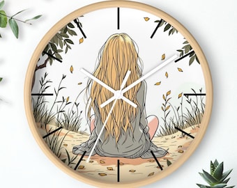 Anime Girl Wall Clock, Silhouette Girl, Gift For Girlfriend, Unique Wall Clock