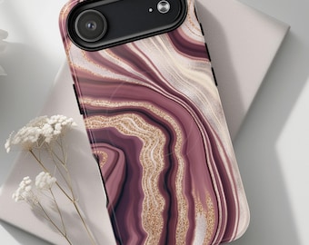 Marble Phone Case: Burgundy, Gold & Beige | Trending Magnetic iPhone Case