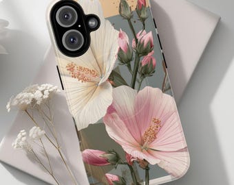Pink Hibiscus Floral Phone Case | Tropical Flower Case | Magnetic Summer iPhone Cover