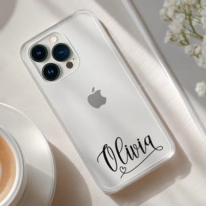 Personalized Clear Phone Case With Custom Name in Cursive Letters - Gift for Her