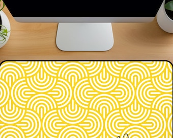Yellow Custom Desk Mat: Geometric Modern Design, Desk Accessories