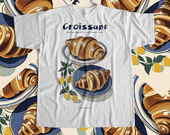 T-shirt Franse Croissant Retro T-shirt met ontbijtgebak voor fijnproevers