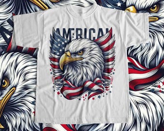 American Eagle T-Shirt, Patriotic USA Flag Shirt, 4th of July Eagle Tee, American Pride Graphic Tee, Bald Eagle Art Shirt, USA Gift for Men