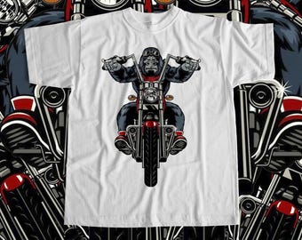 Biker Gorilla T-Shirt, Motorradfahrer T-Shirt, Badass Gorilla Biker Shirt, Motorrad Grafik T-Shirt, Biker Geschenk für Männer, Reitliebhaber Shirt