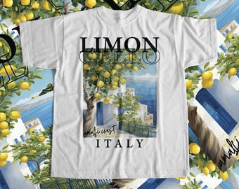 Maglietta Limoncello, Maglietta Costiera Amalfitana, Maglietta con grafica al limone, Maglietta estiva italiana, Maglietta con estetica costiera, Regalo per gli amanti del limone