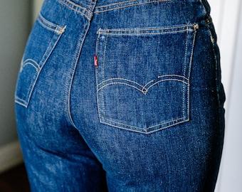 Vintage 1980s Levi's High Rise Straight Leg Jeans | Dark Wash Denim | Classic Red Tab | Made in USA Blue Jeans