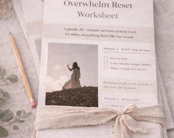 Overwhelm Reset Worksheet I Nervous System Regulation I Burnout & Mental Load Support I Printable PDF