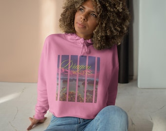 Vietnam | Ha Long Bay Pastel Dragon Water Crop Hoodie | Pastel Mauve