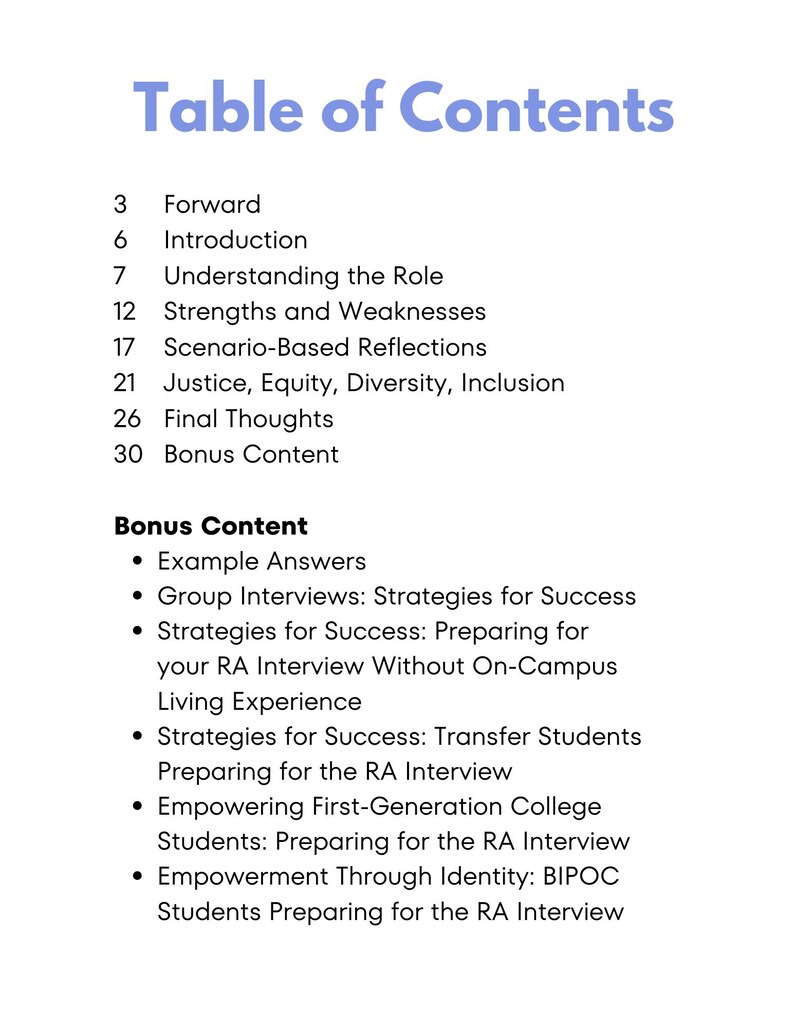 Resident Advisor RA Interview Guide - Etsy