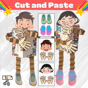 Cut and Paste Activities, Assembling Child Figures, Paper Crafts for Kids, DIY Crafts, Preschool, Kindergarten, Children&#39;s Activities