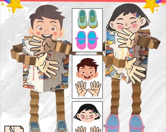 Actividades de recortar y pegar, ensamblaje de figuras infantiles, manualidades de papel para niños, manualidades de bricolaje, preescolar, jardín de infantes, actividades infantiles