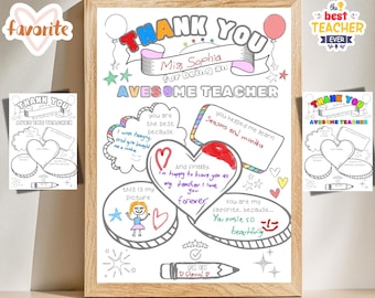 Páginas para colorear de regalos de agradecimiento para maestros: tarjeta de agradecimiento imprimible, regalo del día del maestro, regalo para maestros hecho a mano, actividad para niños de la escuela, descarga instantánea