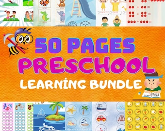 Páginas de actividades imprimibles para niños en edad preescolar - Hoja de trabajo de actividades - 50 páginas - Recursos divertidos y educativos (de 3 a 6 años)