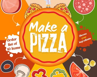 Preparación de pizzas, construcción de una pizza, juego de rol, libro de actividades para preescolar, actividad preescolar, actividad educativa para niños, actividades para niños pequeños
