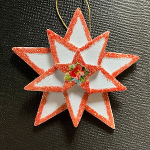 Vintage Look Santa Christmas Ormament Victorian-Vintage German Flower Scrap, Painted And Glittered Chipboard
