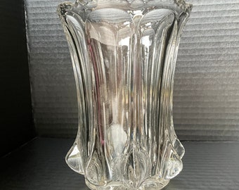 Heavy Glass Vase With Fluted Bottom- 6.5” Tall