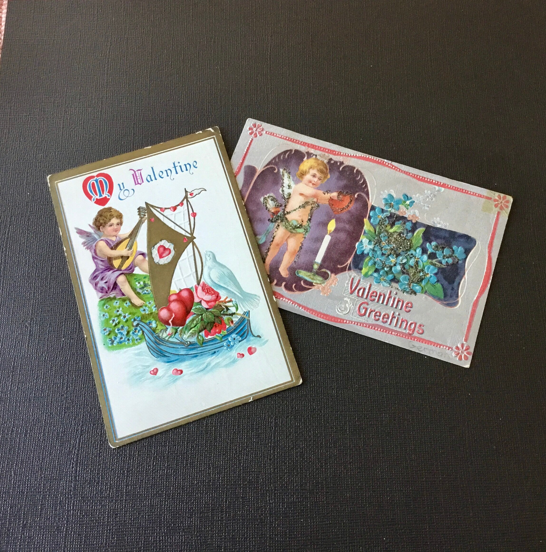 Two Vintage Valentine Postcards Early 1900’s