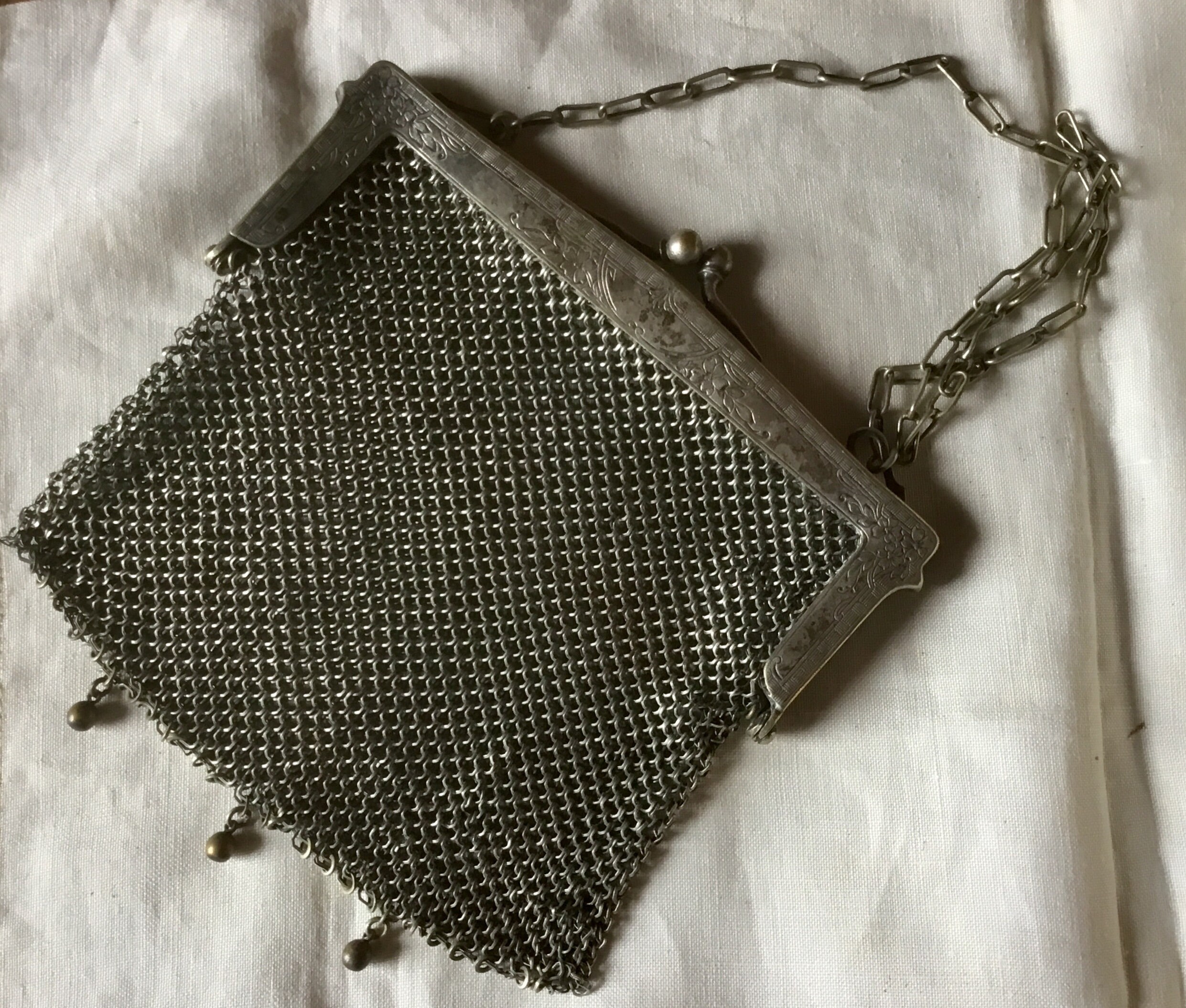Sold at Auction: Antique German Silver Chain Mail Purse