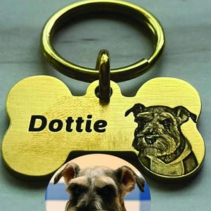 Custom Pet Portrait Keychain • Brass Dog Tag with Photo • Personalized Pet Memorial Gift • Dog Loss Keepsake • Pet ID Tag