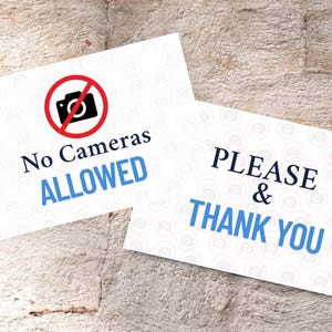 Printable No Camera Allowed Sign – Digital Courtesy Card – Please and Thank You – Wedding, Event, Museum, No Photography Notice