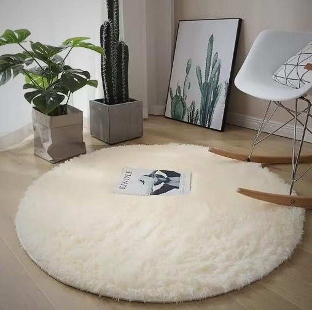 Round Fluffy Rug - Soft Carpet for Living Room, Bedroom, or Kids’ Room ...