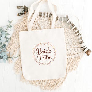 Bride Tribe Cotton Canvas Tote Bag. Gift For Bridesmaids