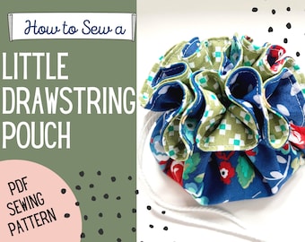 Small Drawstring Pouch Sewing Pattern, PDF Tutorial, Travel Jewelry or Makeup Bag, Digital Download, Small Gift Idea, Beginner Friendly