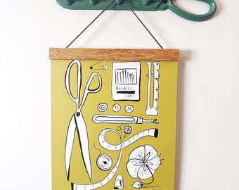 Sewing Tools Art Print: Sewing Room Decor (8x10)