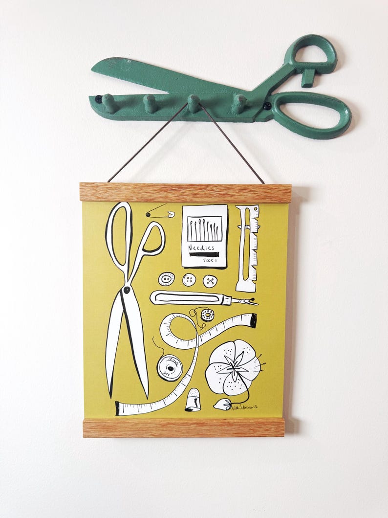Sewing Tools Art Print: Sewing Room Decor (8x10) image 1