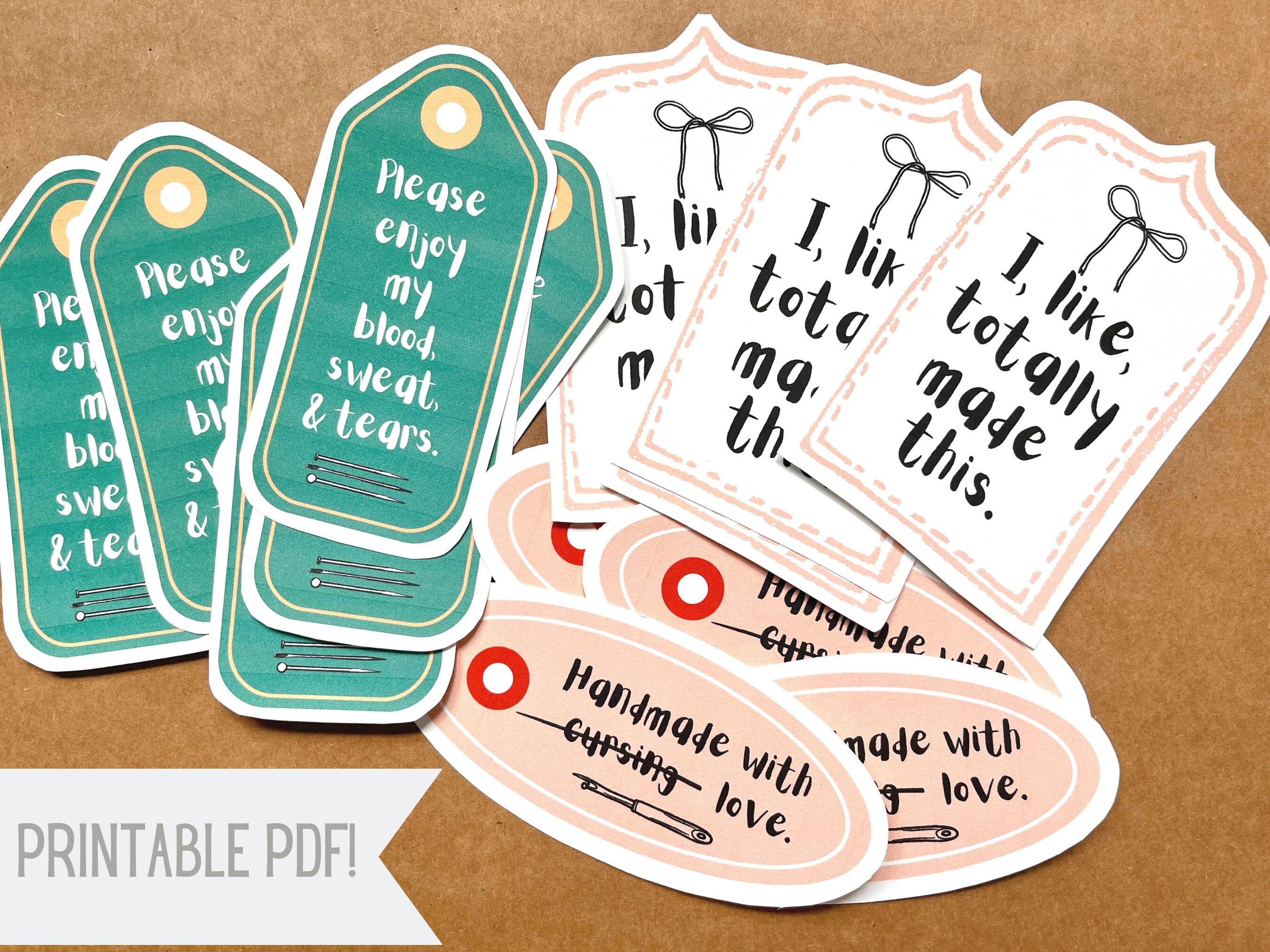 Sewn With Love Tags Printable. Made With Love Product Tags. Gift Tags for  Handmade Items. Business Tags for Sewing, Crochet, Quilt Packaging 