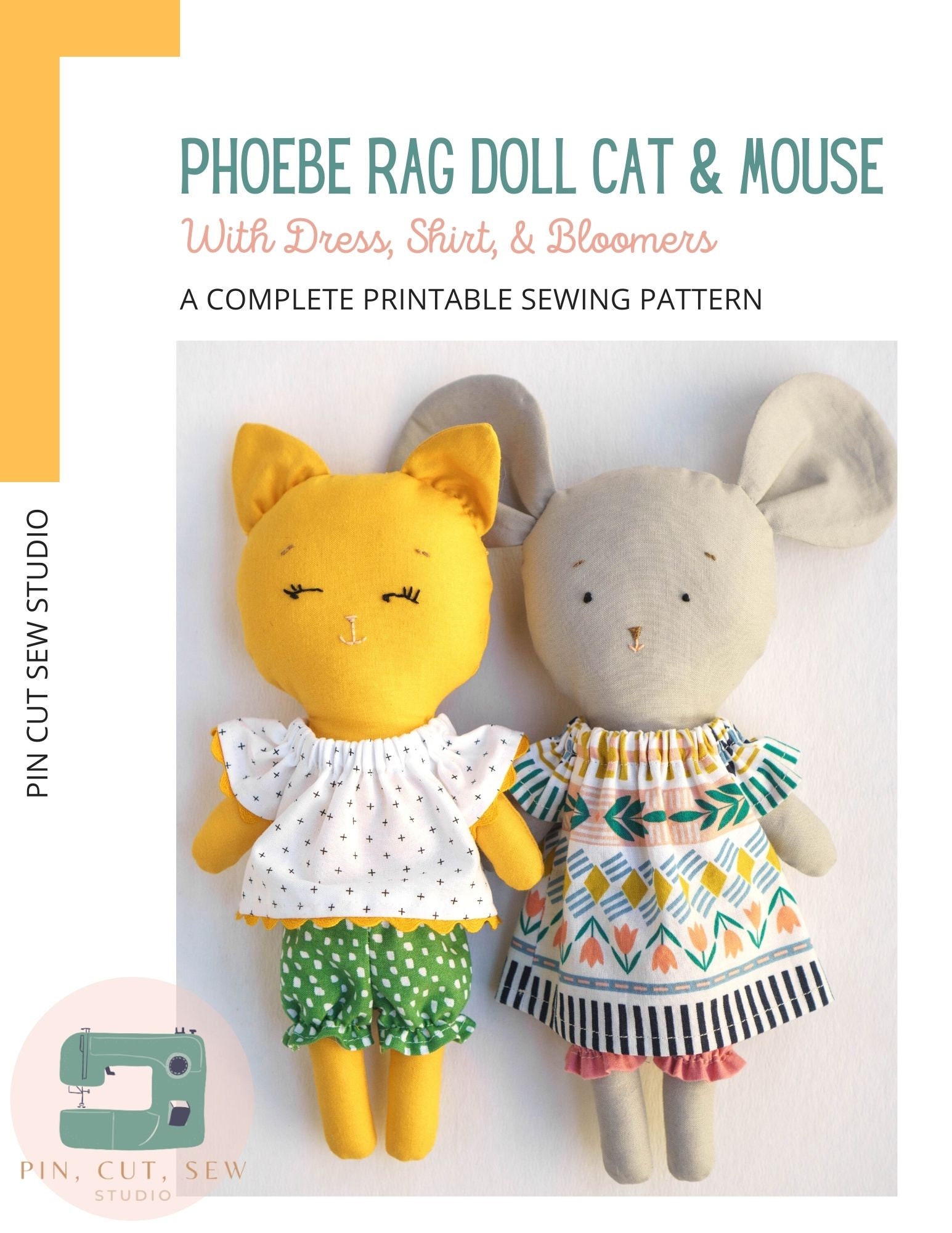 PDF Rag Doll Sewing Pattern Bundle, Baby & 4 Animals with Clothes — Pin