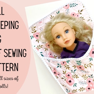 Doll Sleeping Bag PDF Sewing Pattern, Beginner Friendly Quilted Doll Accessory Tutorial, 18" Doll, Build a Bear, Rag Doll, Handmade Gift