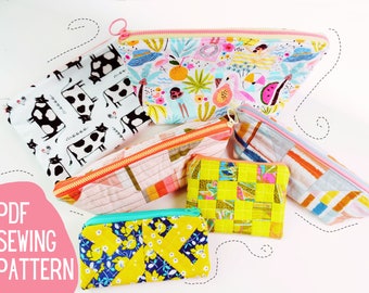 Zipper Pouch Sewing Pattern for multiple sizes and styles: (PDF Download)