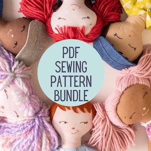 PDF Rag Doll Sewing Pattern Bundle, Boy & Girl Dolls ||  Soft Rag Doll with clothes, a printable pattern, easy for kids and beginners