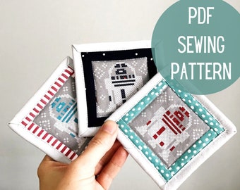 PDF Pattern, Quilted Fabric Coasters Sewing Pattern, PDF printable download tutorial || Easy handmade DIY gift to sew for the home