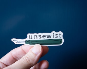 Unsewist Seam Ripper Sticker: Funny Sewing Art Decal