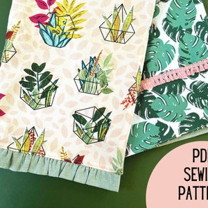 Tea Towels PDF Sewing Pattern with Ruffles or Trim for the Kitchen || Easy Beginner Printable Tutorial, Handmade Gifts for the Home