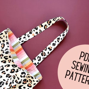 Beginner's Tote Bag PDF Sewing Pattern, Basic Tote Bag Tutorial, DIY Sewn Gift Idea for Mother's Day, Digital Download Handmade Gift Idea