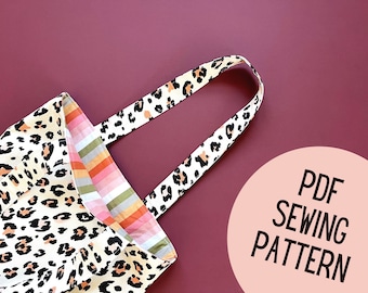Beginner's Tote Bag PDF Sewing Pattern, Basic Tote Bag Tutorial, DIY Sewn Gift Idea for Mother's Day, Digital Download Handmade Gift Idea