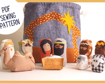 Patrón de costura para el pesebre navideño con bolsa de transporte (descarga en PDF)