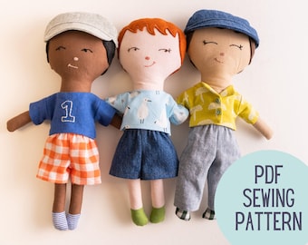 Boy Rag Doll Sewing Pattern with Changeable Clothes (PDF Pattern)