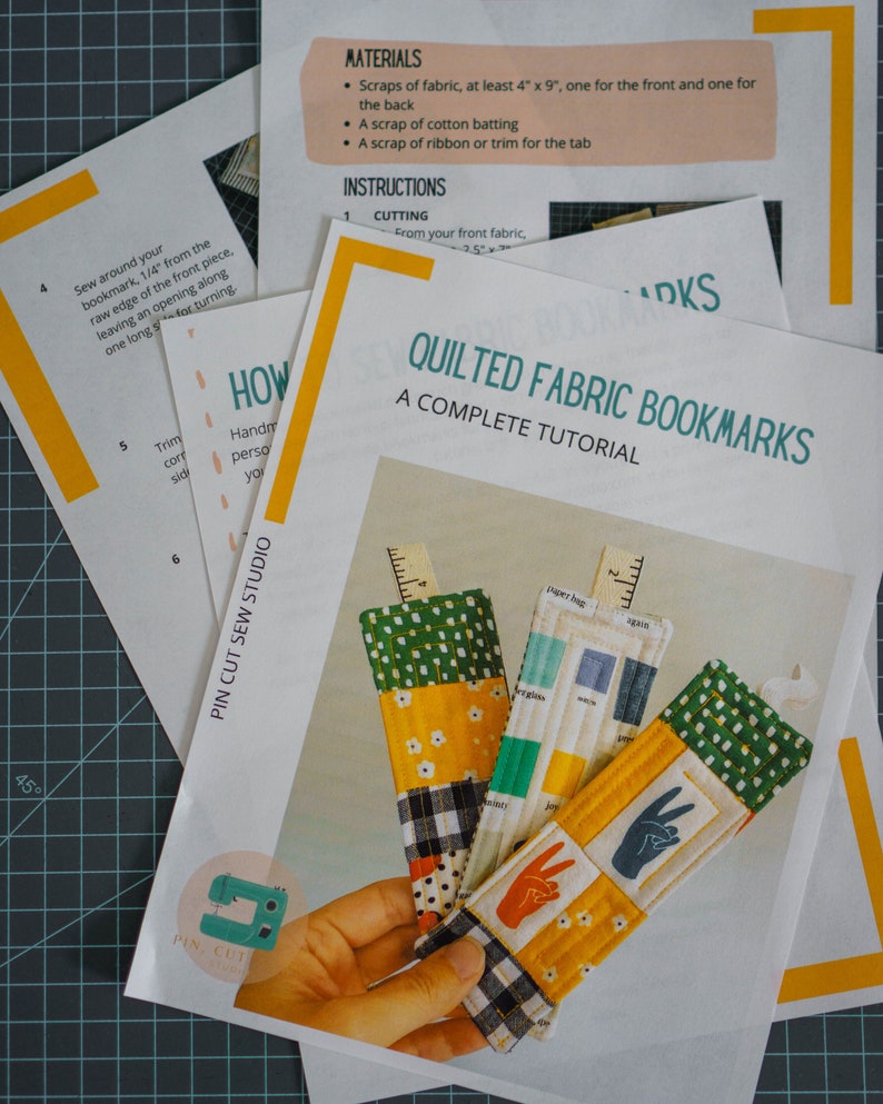 Quilted Bookmarks PDF Sewing Pattern DIY Reader Gifts Etsy Canada