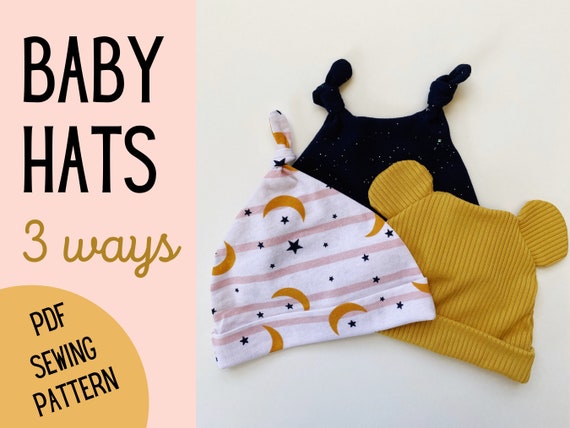 Baby Hat Sewing Pattern, PDF Printable Download Tutorial Easy Handmade DIY  Baby Shower Gift, Beginner Friendly, Knotted Hat or Bear Ears 
