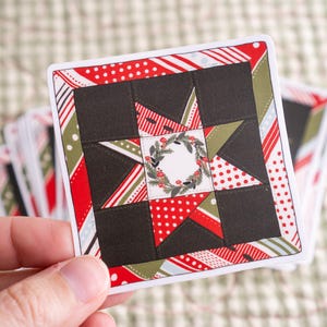 Christmas Quilt Star Vinyl Sticker: Sewing Art Decal