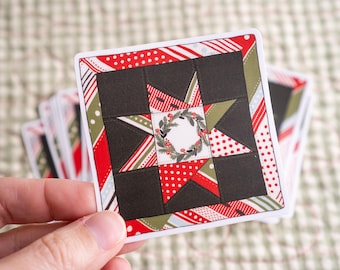 Christmas Quilt Star Vinyl Sticker: Sewing Art Decal